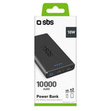 SBS Powerbank m. 2x USB-A & 1x USB-C 10W - 10.000 mAh - Svart