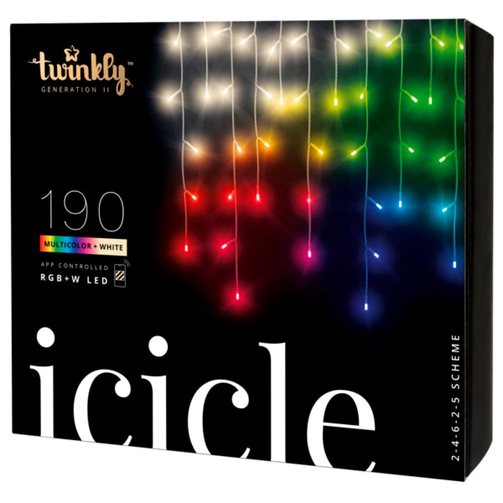 Twinkly 190L RGB og Varmt Hvit Icicle 5m Lyslenke - Transparent Ledning