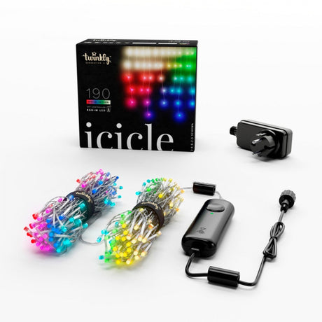 Twinkly 190L RGB og Varmt Hvit Icicle 5m Lyslenke - Transparent Ledning