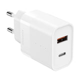 ËSSENTIALS by Upström PD 30W Resirkulert Plast Vegglader med USB-C og USB-A - Hvit