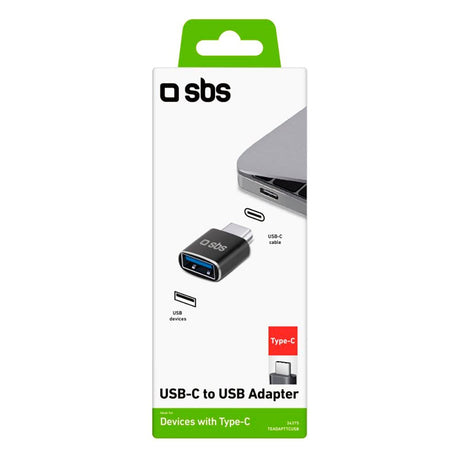 SBS OTG USB-A til USB-C Adapter - Svart