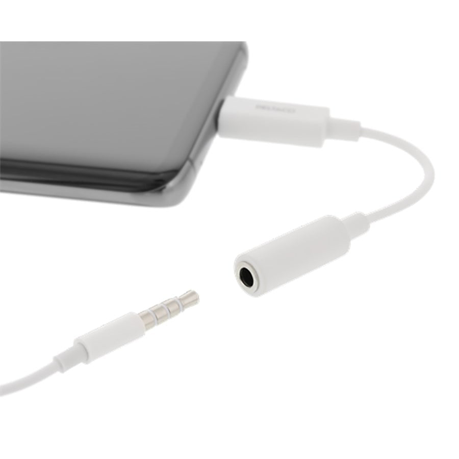 Deltaco USB-C Til AUX 3.5mm Adapter - Hvit