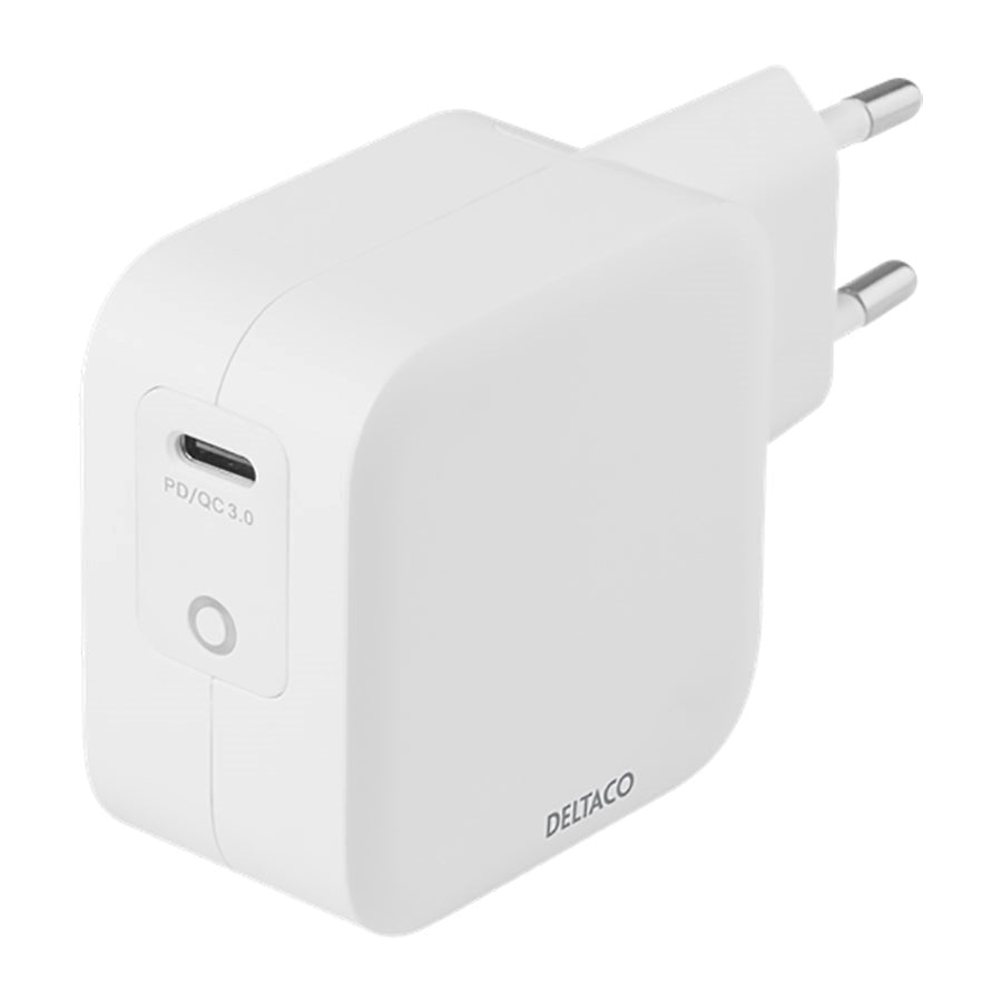 Deltaco PD 61W Vegglader m. USB-C - Hvit