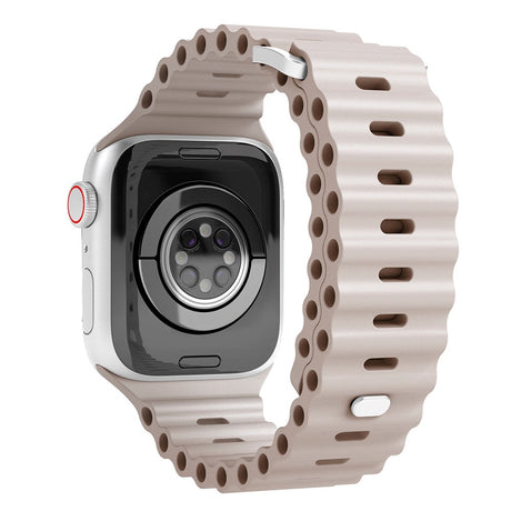 Vonmählen Apple Watch (38/40/SE/41/42mm) Wave Band Silikon Reim - Beige