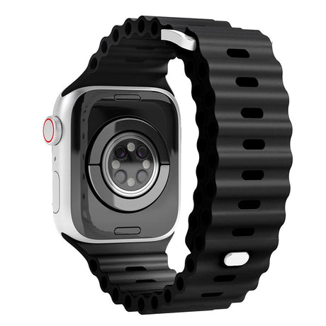 Vonmählen Apple Watch (38/40/SE/41/42mm) Wave Band Silikon Reim - Svart