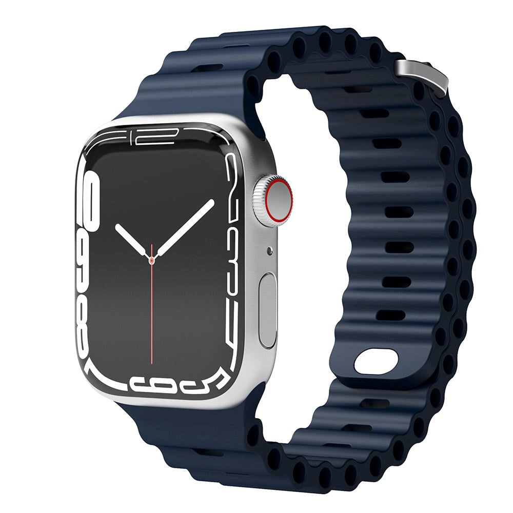 Vonmählen Apple Watch (38/40/SE/41/42mm) Wave Band Silikon Reim - Blå