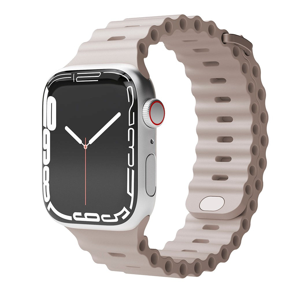 Vonmählen Apple Watch (42/44/SE/45/46/49mm) Wave Band Silikon Reim - Beige