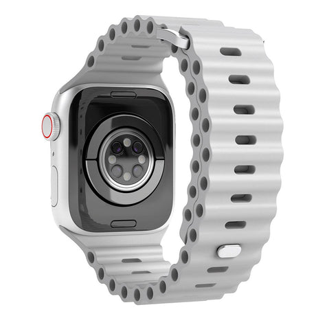 Vonmählen Apple Watch (42/44/SE/45/46/49mm) Wave Band Silikon Reim - Grå