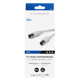 Antennekabel Koaksial 90DB F-M - 3m Hvit