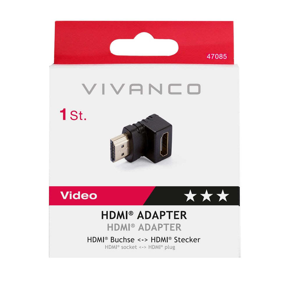 Vivanco HDMI-Adapter (Hunn til Hann) med 90° Vinkel - Svart