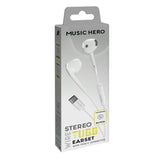 MUSIC HERO Tubb Stereo In-Ear Hodetelefoner med USB-C og Mikrofon - Hvit