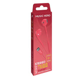 MUSIC HERO Tubb Stereo In-Ear Hodetelefoner med USB-C og Mikrofon - Rød