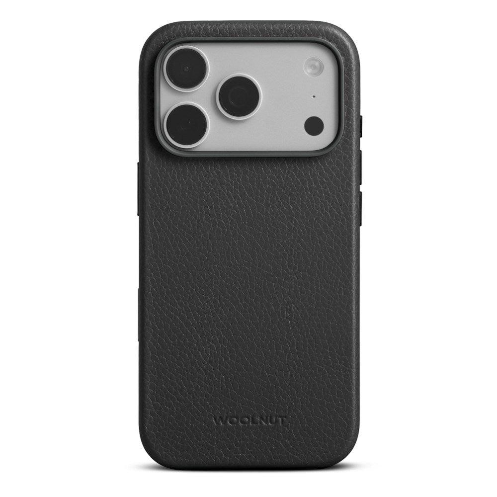 iPhone 18 Pro WOOLNUT Ekte Skinn Deksel - MagSafe Kompatibel - Svart