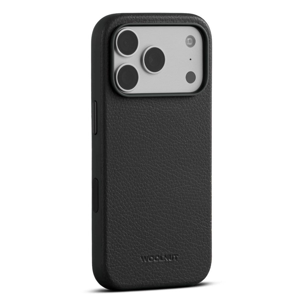 iPhone 18 Pro Max WOOLNUT Ekte Skinn Deksel - MagSafe Kompatibel - Svart