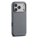iPhone 18 Pro WOOLNUT Ekte Skinn Deksel - MagSafe Kompatibel - Grå