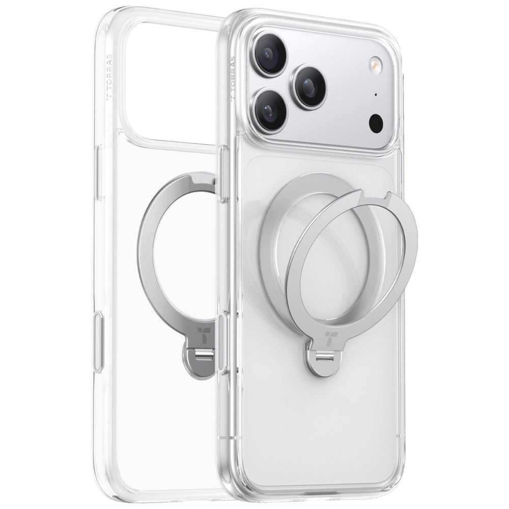 iPhone 18 Pro / 17 Pro TORRAS Ostand Q3 Spin Deksel - MagSafe Kompatibel - Gjennomsiktig